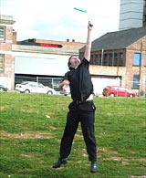 BBC Radio Nottingham Sport's Chris Ellis gets some air