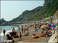 Meadfoot Beach on a summer's day