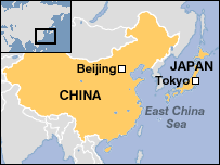 Mapa Japonska a Číny