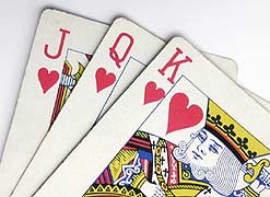 Three playing cards
