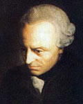 Immanuel Kant in a painted portrait, looking down thoughtfully