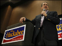 Republican candidate Mike Huckabee in Iowa