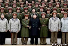 North Korean leader Kim Jong-Un (front row - centre)
