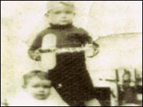Young Frank Whittle with a toy plane