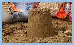 Photo of a newly built sand-castle