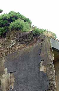The roofs were piled high with earth to provide camouflage and extra protection against a direct hit.