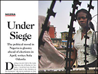 Under siege page spread in the magazine