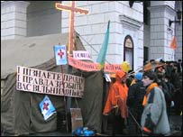 Yuşçenko taraftarlarının Kiev'deki çadırları