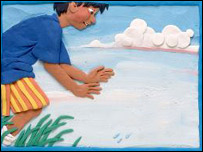 فدا دنبال ماهی راه افتاد.