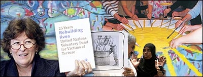 لوئيز آربور، معترضين به شکنجه در مصر، کارگاه نقاشی در مرکز روان درمانی شکنجه شدگان در کلن