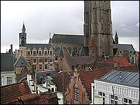 Bruges, acoperişuri în centrul istoric