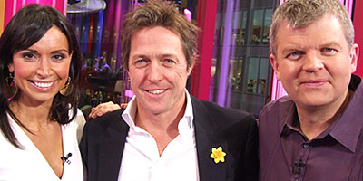 Hugh Grant in The One Show studio