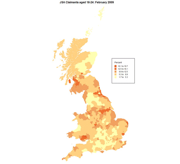 ONS map of unemployment figures