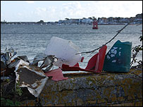 Rubbish collected during a litter pick on one of Brownsea's beaches