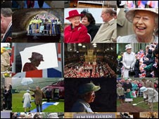 Various images of Queen Elizabrth II