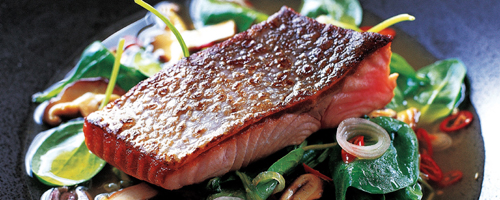 Salmon in a light, fragrant broth