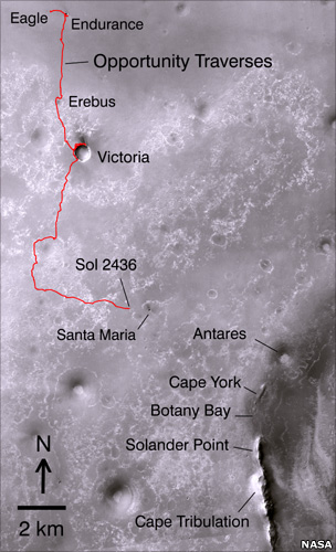 Opportunity's drive across Mars