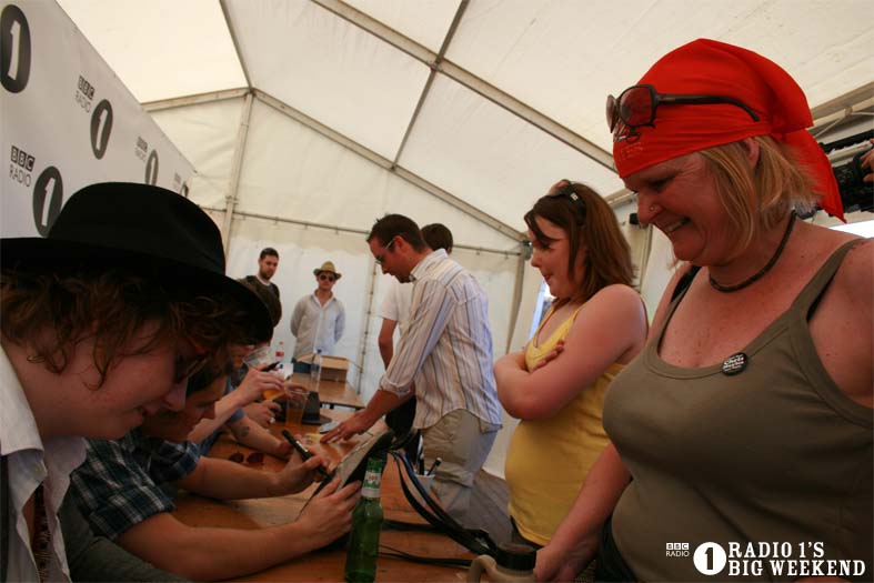 The Kooks in the signing tent