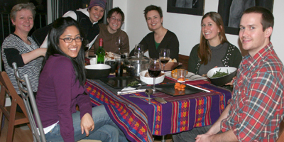 With friends at a Thanksgiving dinner in London