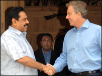 President Rajapaksa meeting PM Blair