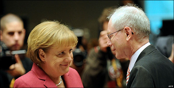 German Chancellor Angela Merkel with European Council President Herman Van Rompuy