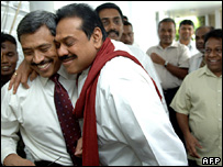 Defence Secretarty Gobhaya Rajapasa (L) with the president