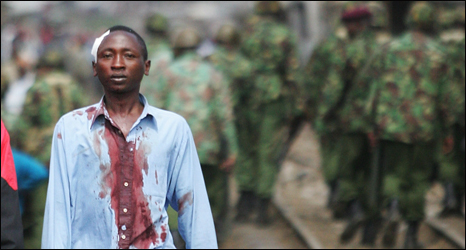 A Kenyan man involved in the ongoing ethnic violence. 29th Jan. 2008