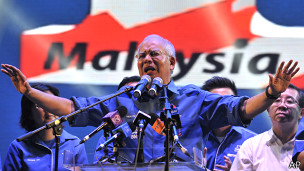 马来西亚执政国民阵线领导人纳吉布(30/4/2013)