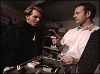 Dave setting up David's equipment