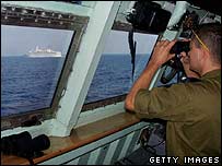 Navio da Marinha israelense na costa do Líbano