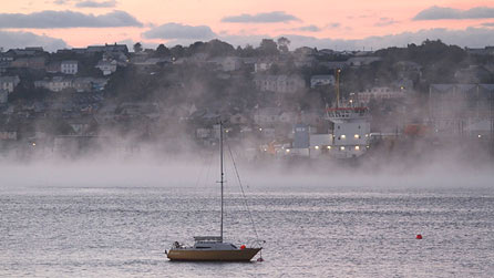 Cleddau River in the fog. Photograph by George Johns.