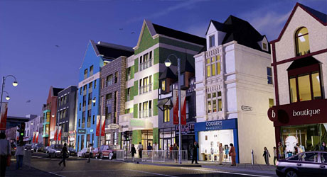 Computer generated image of Swansea's High Street. Photo: iCreate Ltd / www.icreate3d.com