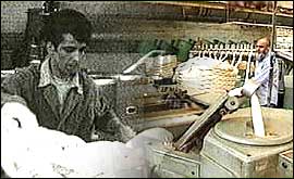 black and white picture of millworker and modern bradford millworker