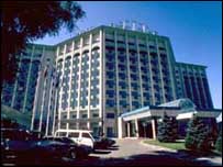 Jeden z hotelů v Almaty