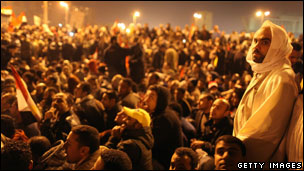 Protesters in Tahrir Square, Cairo, 1 February 2011