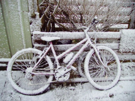 bike made of snow
