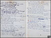 Manuscrito de 'A Day in the Life'