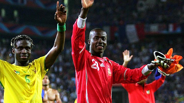 Obilale (centre) was part of Togo's squad at the 2006 World Cup