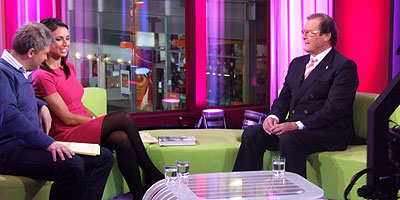 Roger Moore in the studio