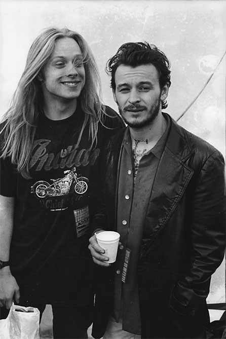 Dave Eringa with James Dean Bradfield, backstage at Reading Festival, 1992