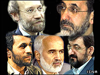 علی اکبر ولايتی، علی لاريجانی، محسن رضايی، احمد توکلی و محمود احمدی نژاد