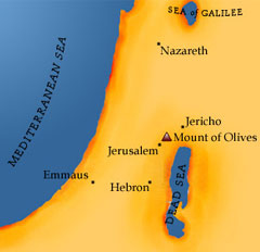 Map showing some of the places associated with Jesus