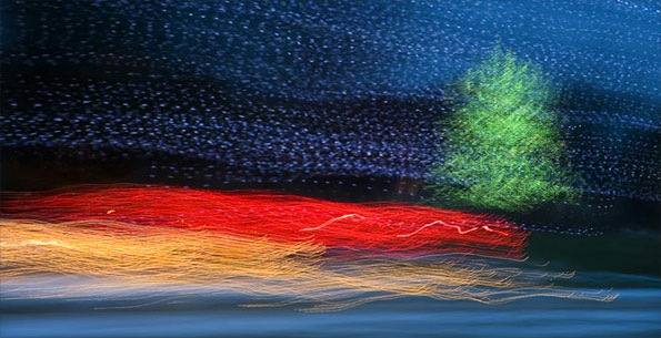 Shot from a moving car