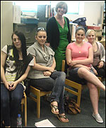 The girls in Pushchair Theatre with Louise