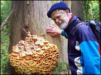 John Eckersley admires a fungus