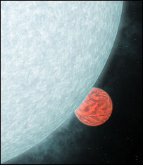 نقشی تخيلی از سياره ای که پشت ستاره مادر پنهان می شود (ناسا/جی پی ال-کلتک/آر هرت اس اس سی)