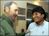 Fidel Castro e Evo Morales.