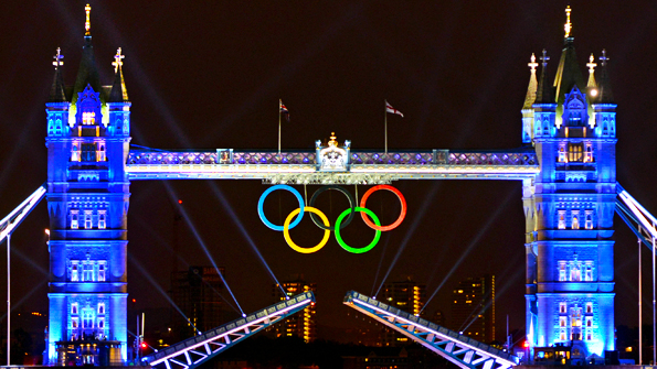 Olympic rings on Tower Bridge