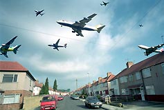Aeroplanes over Heathrow airport.