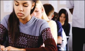 Students taking exam 